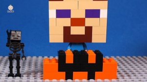 Lego Minecraft Steve Building Brick Halloween A Pumpkin Head