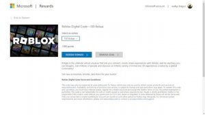 Reedeming Digital Code Roblox--100 Robux in Microsoft Rewards