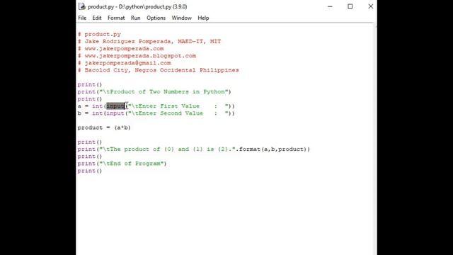 Product of Two Numbers in Python