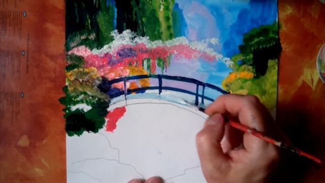 Как нарисовать цветущий сад . Пейзаж гуашью. Весна смотреть онлайн