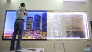 Монтаж стеклянной панели с подсветкой
