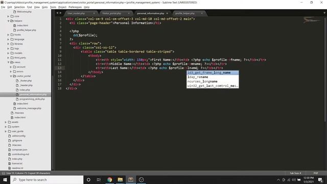 Part 6: Retrieve Profile Information | CodeIgniter 3 and Bootstrap 3