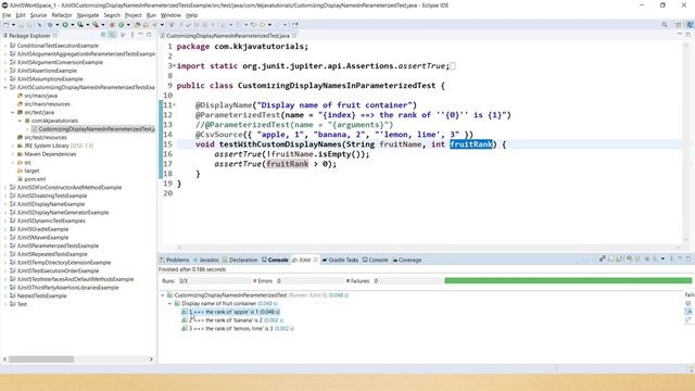 Customizing Display Names of Parameterized in JUnit-5||Customize Parameterized Tests name in JUnit