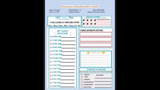 Worksheet no. 57 for class 6-8, my daily routine