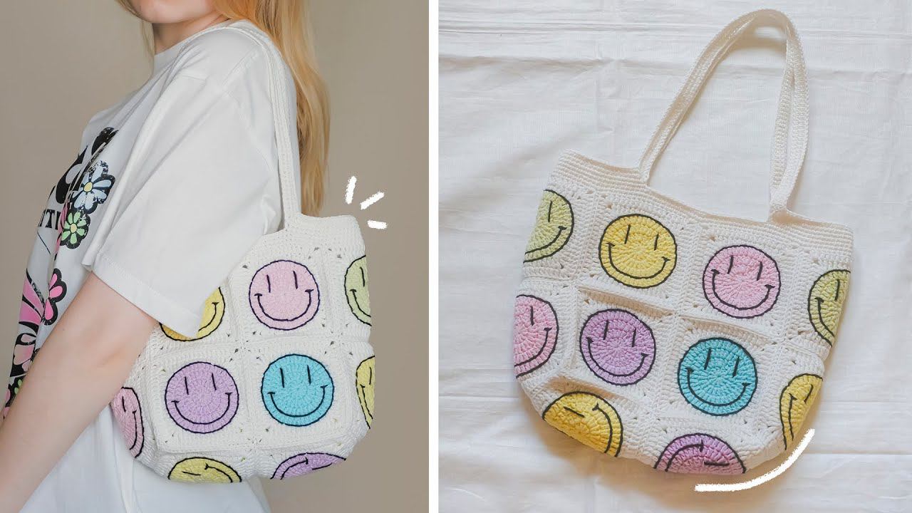 СУМКА-ШОППЕР из квадратов крючком  Мастер-класс