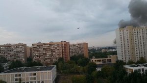 Москва тушение пожара пожарными вертолётами. 2021 год .