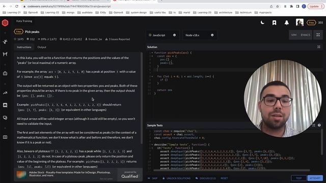 Codewars JavaScript, решение задачи Pick Peaks смотреть онлайн