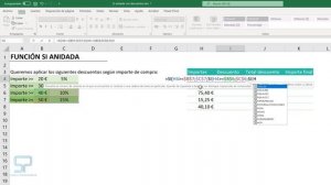 Función SI ANIDADA en Excel con descuentos ✅