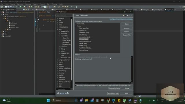 How to Remove TODO Auto-generated method stub in Eclipse #eclipse   #java   #RemoveMethodStub