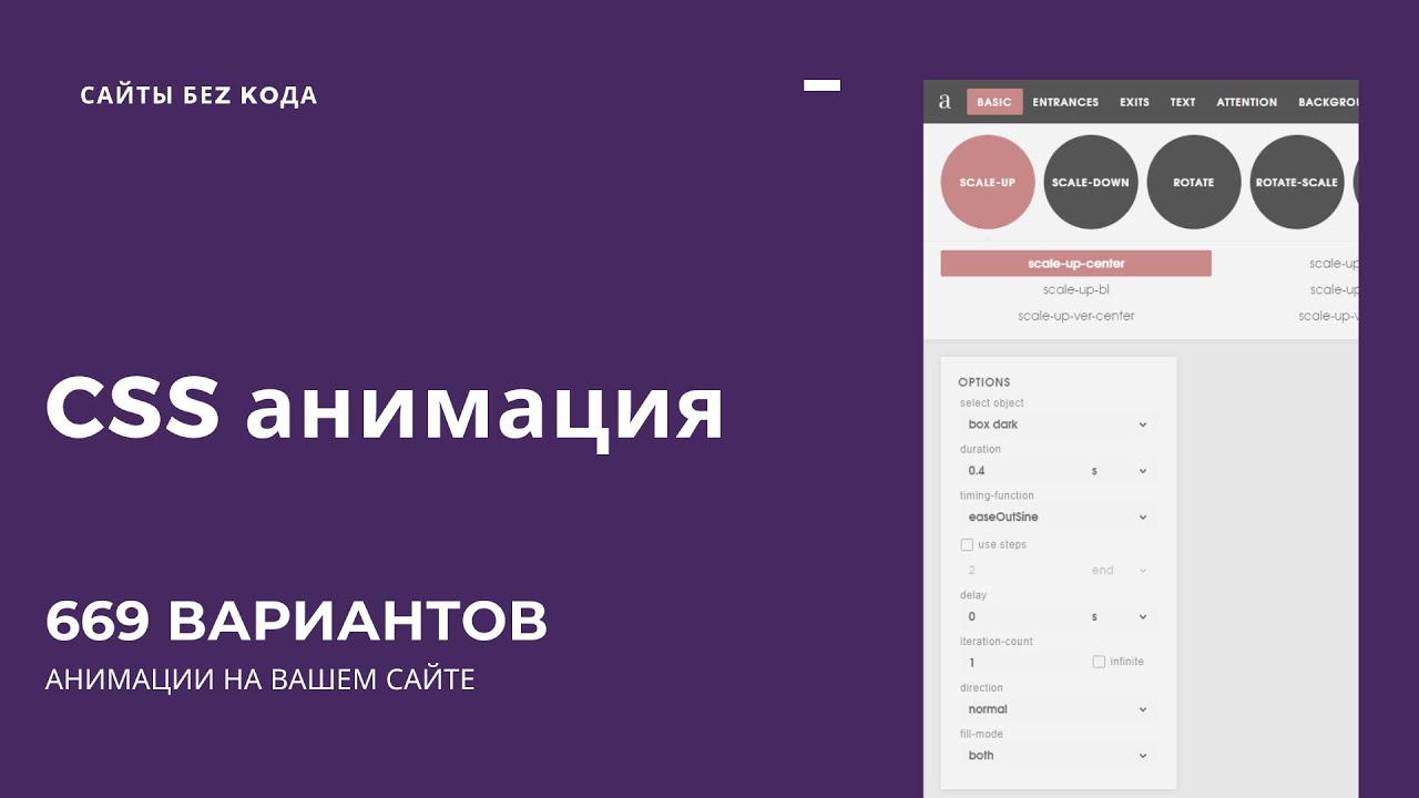 669 бесплатных вариантов CSS анимации на сайте. Настройка и установка на практике.