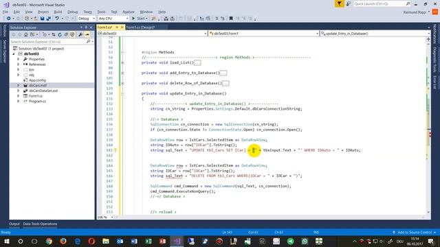 Update Record in a Table with SQLCommand. Local SQL Database in C# Part 5
