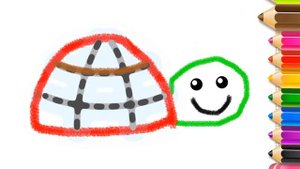 DRAWING TURTLE - GAME BINI BAMBINI, KIDS LEARNING ANIMALS LEARN COLORING
