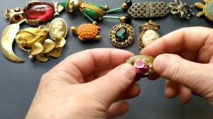 163. Распаковка лота с винтажными брошами. Florenza и первая брошь с застёжкой тромбон.