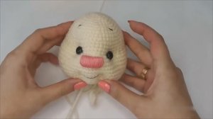 Вязание крючком - Зайка в стиле Тильда (оформление мордочки Вариант №2).