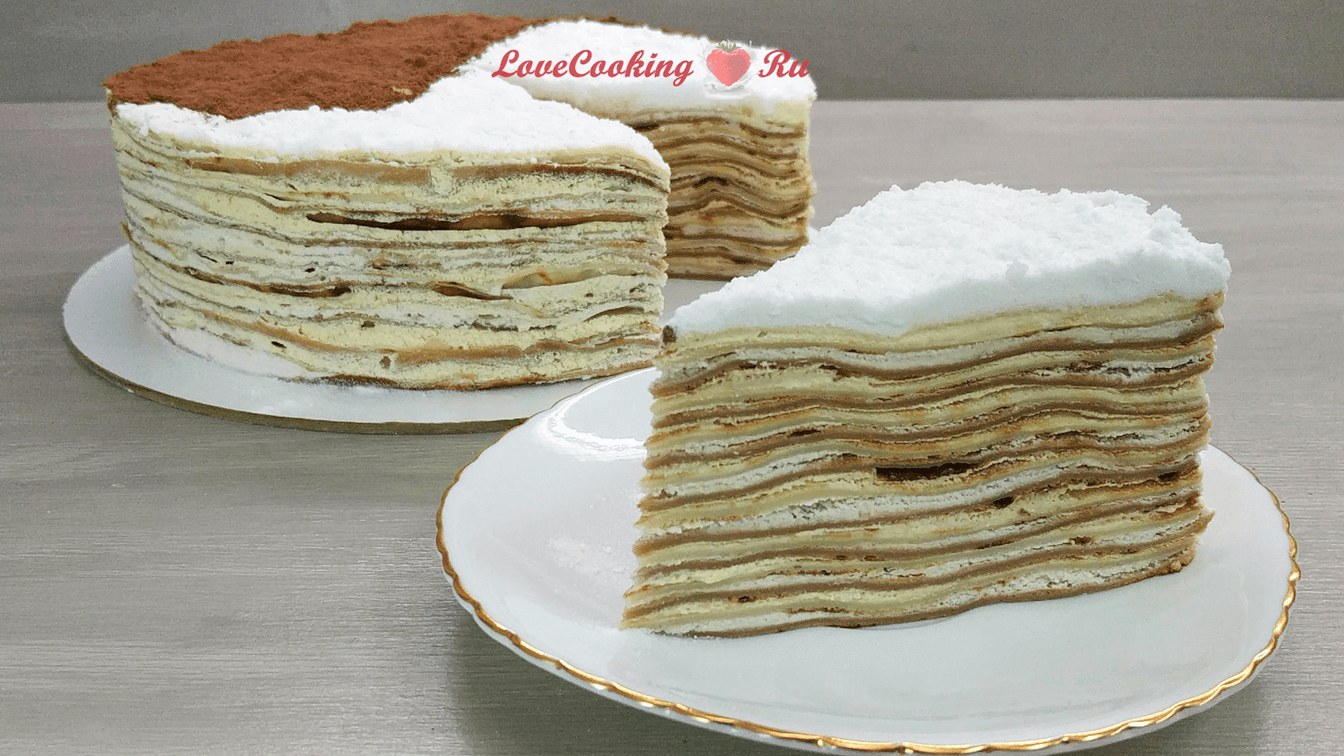 Блинный торт + крем со сливками | Торт без выпечки | LoveCookingRu