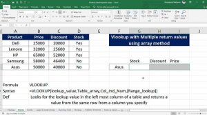 How to use VLOOKUP to return multiple values