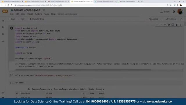 Climate Change Prediction using Time Series | Machine Learning Training | Edureka | ML live 1 смотреть онлайн