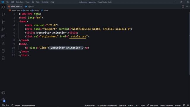 Create a Typewriter Effect Animation Using Only CSS & HTML |  CSS Text Typing  Animation