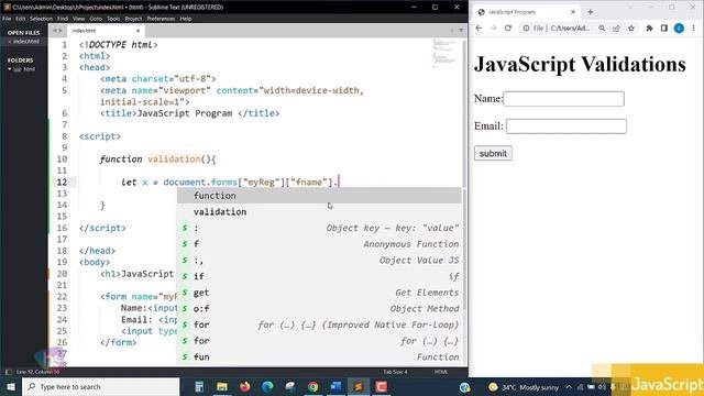 Free JavaScript Course | Javascript Validation Form | Validation In Javascript By Harisystems