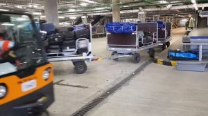 Как работает багажное отделение аэропорта Пулково (изнутри) багажные тележки CARGO 1600