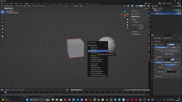 Расширяем функции копирования при помощи стандартного аддона Copy Attributes Menu в Blender