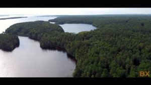 Коптер над Онежским озером в Карелии. Деревня Ватнаволок. Август