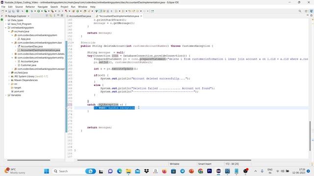 Online Banking System Part 5 Console Based Project in Java REMOVE ACCOUNT BY ACCOUNTNUMBER