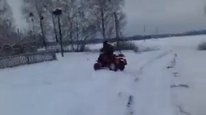 Гоняем на мотоблоке по снегу+обзор