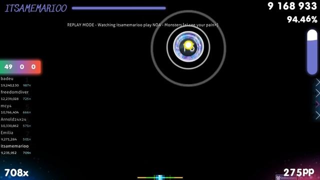 [8.1⭐] itsamemarioo | NOA - Monsters [I see your pain] +SOTD 94.81% {#1 ? 1st FC} - osu!