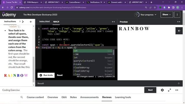Rainbow color, Exercise. html javascript.. Udemy webcamp course смотреть онлайн
