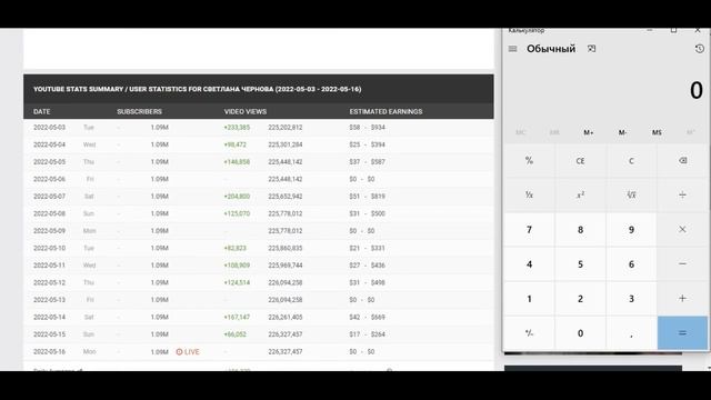 Сколько зарабатывает  на Youtube Светлана Чернова