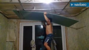 Как закрепить гипсокартон одному.