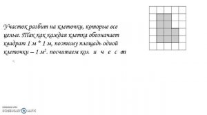 План местности разбит на клетки. Каждая клетка обозначает квадрат 1 м × 1 м. Найдите площадь участк