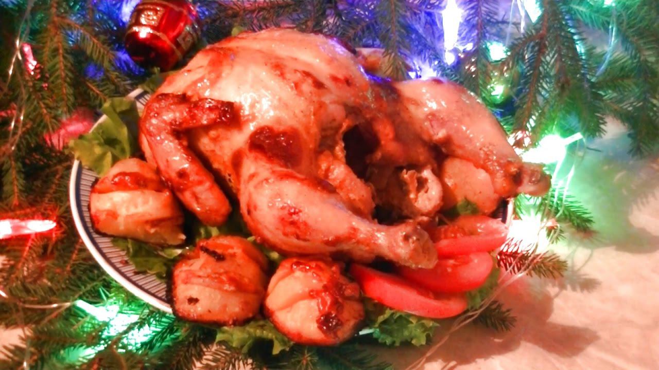 Пьяная курица с необычным гарниром к празднику