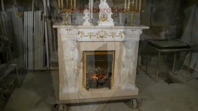 Биокамин Кариатида Крема Нова в раскраске Белый камень смотреть онлайн