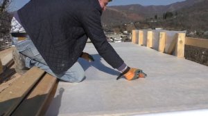 Строим времянку. Утепление потолка. Обшивка потолка ОСБ. Стропила.