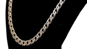 Серебряная цепочка мужская, плетение двойной ромб, 8 мм, 55 грамм