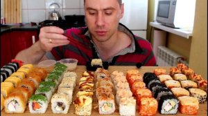 МУКБАНГ 100 СУШИ/РОЛЛОВ ЗА РАЗ | Съем или нет? | MUKBANG 100 SUSHI/ROLLS | не АСМР | eating show| 먹
