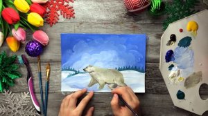 БЕЛЫЙ МЕДВЕДЬ • Очень просто рисуем зиму • Скетч