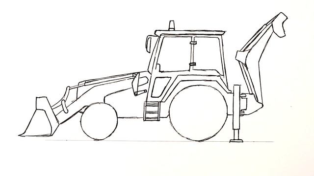 Как нарисовать Трактор | Экскаватор-погрузчик JCB смотреть онлайн