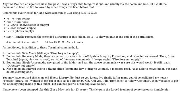 Apple: In Finder and Terminal can not delete a folder, (Error = "Directory not empty") смотреть онлайн