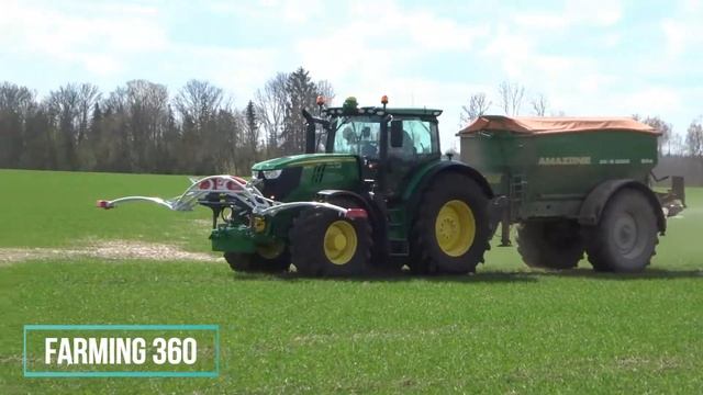 Amazone ZG-B 8200 Drive spreader working with John Deere 6215R and Fritzmeier Isaria crop sensor смотреть онлайн