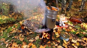 Поход в лес,осенью на велосипеде,готовка на огне в армейском котелке,ЧАСТЬ 2.