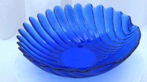 Ваза Морская раковина. Синее стекло 22 см.