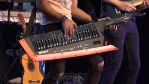 kyle Petersen on his Roland Ax-Edge Keytar