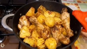 Курица с картошкой в казане/Жаркое с курицей/Куриный ножки с картошкой/Курица в казане.