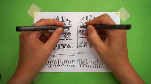 НАРИСОВАТЬ ВАРЕЖКИ. ДВЕ РУКИ ОДНОВРЕМЕННО. Кинезиологическое упражнение.