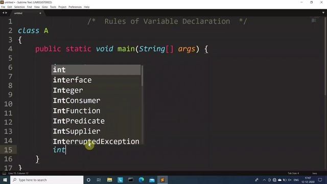 Rules of Variable declaration in Java | Learn Coding