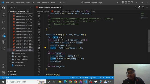 Competitive Coding with JavaScript. Find the factorial of large number. (67)