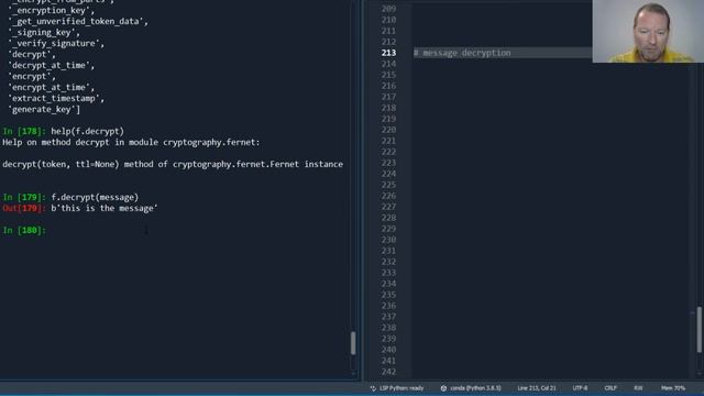 Python Basics Tutorial Cryptography Fernet Object Decrypt Method || Data Encryption